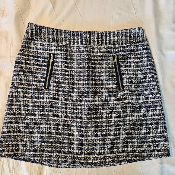 LOFT tweed mini skirt zip pocket 0p - Picture 1 of 9